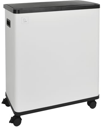 SVITA SR2X30 Poubelle à capteur, poubelle automatique, poubelle de cuisine, système de tri des déchets, 2 compartiments, 60 l, autoportante, avec seau intérieur, roues, blanc