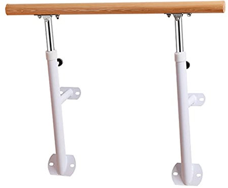 ASumPio Ballettstange, An Der Wand Montierte Einzelne Gestreckte Holzstange, Verstellbare Tanzstange Für Fitnesstraining Zu Hause Und Im Studio (Weiß, 150 cm)