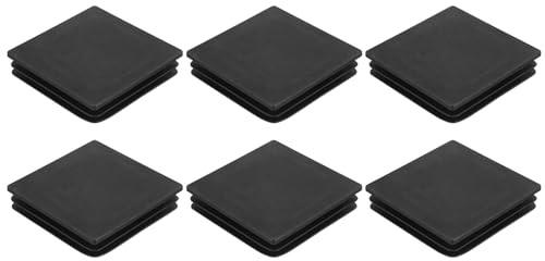 sourcing map 6Pcs Square Plastic Plug Insert, 3.94 x 3.94 Black Plastic Plugs End Cap Tube Cover for 83-97mm Inner Size Metal Pipe Post Furniture Chair Legs