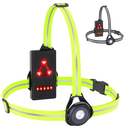 Husgw USB uppladdningsbar löplampa, 90° justerbar löparlampa, 20 m synligt ljus, lämplig för jogging, promenader och utomhussporter (1 ljus)