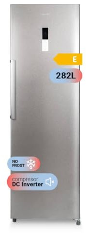 UNIVERSALBLUE Congelador Vertical No Frost 185 cm Inox 282L - 4 Cajones Grandes, 4 Estrellas Congelación, Sistema Silencioso, Plateado, ENVÍO + SUBIDA A PLANTA INCLUIDOS