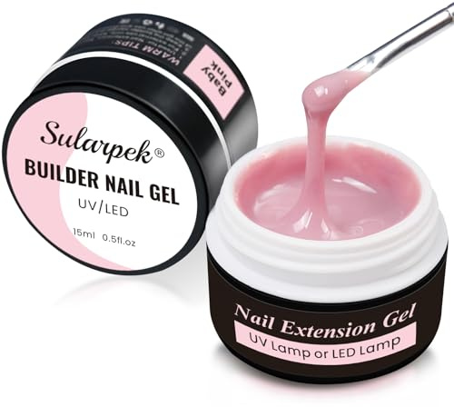 Sularpek 2 Stück Gel Nnägel, 15ml Aufbaugel für Gelnägel, Acrylgel für Nägel, UV Nagellack für Nägel Reparatur, Verstärkungsverlängerung für Nagelstudio (Baby Pink)