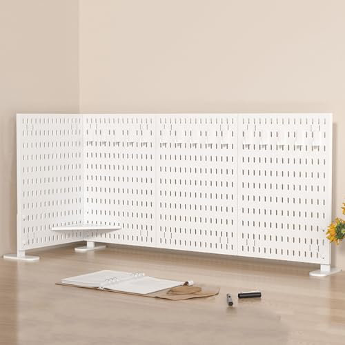 Tablero Perforado for Escritorio con Abrazadera, Panel Perforado de Privacidad for Oficina, Tablero Perforado Escritorio, Tablero Perforado for Exhibición, Sin Taladros(White,120x40cm/59x15.7)