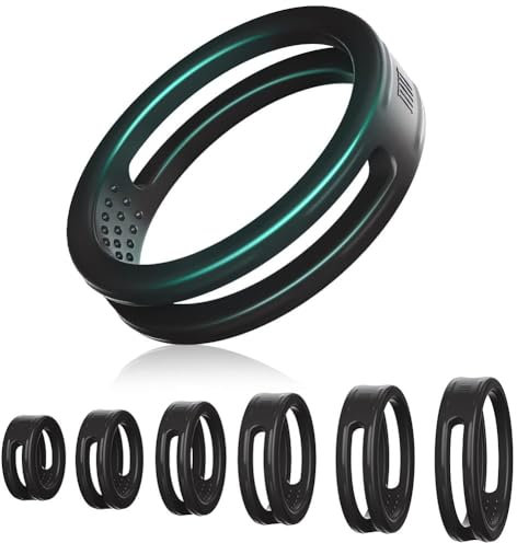 Sadodo 2.6-5.7cm Silikon 6 Stück Penis Ring Penisringe Set Stretcher Enhancer Ball Hodensack Hodenringe Cock Ring für Männ Sexspielzeug Erektionshilfen Längeren Sex Spielzeug Geschenk (Schwarz Loch)
