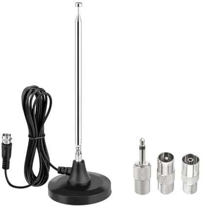 Superbat FM-radio teleskopisk inomhusantenn 75 ohm magnetisk montering ljudvideoantenn för stereomottagare inomhus, hemmabiomottagare, bordsskiva/vågradio etc.