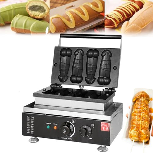 CHONGHAN 1600W Waffle Hot dog Maker, Waffle Maker Shapes,Strange Shape Snack Machines,4 Molds,Non-Stick,50-300℃/122-572℉ Adjustable,Sausage Baker,Stick Machine,for Bakery,Restaurant