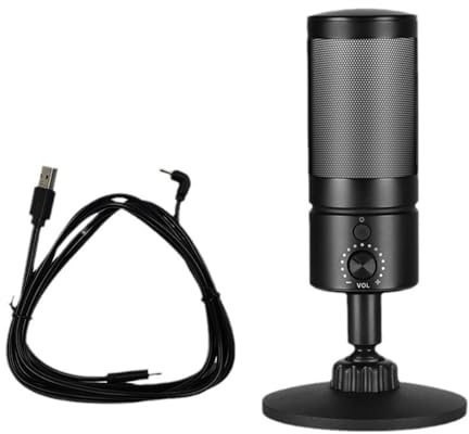 KUAIYIJU Microfono USB da tavolo con luci colorate e microfono a condensatore a pulsante silenzioso per registrare per più dispositivi