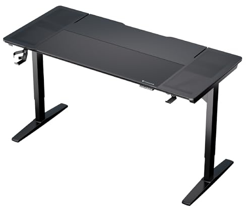 ThunderX3 LAB-X Adjustable Standing Desk: Mesh Side Plate, Tempered Glass Mousepad, Aluminum Frame, 66.9x29.5 Desktop, Silent Motor, Anti-Collision, DIY Ecosystem for Gaming & Workspace.