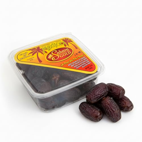 Sahara Gold Non Pitted Medjool Dates - Whole, Sticky, Gluten-Free Natural Sweet Fresh Dates Medjool - Soft Chewy, High Fiber Fruit - Perfect For Ramadan, Snacking, Baking & Smoothies 14 oz (397g)