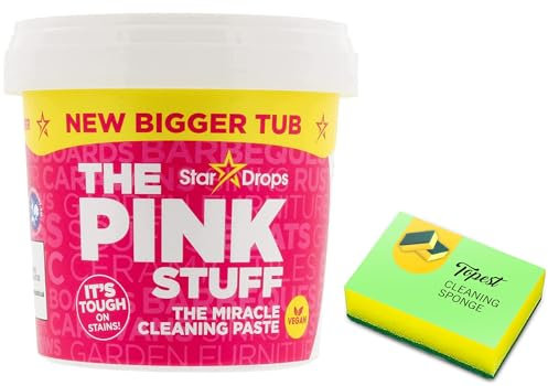 The Pink Miracle Multi-purpose Cleaning Paste- New Bigger Tub (850 G) - Non-Toxic All Purpose Stain Remover Cleaner for Kitchen, Oven, Bathroom with Degreaser Sponge