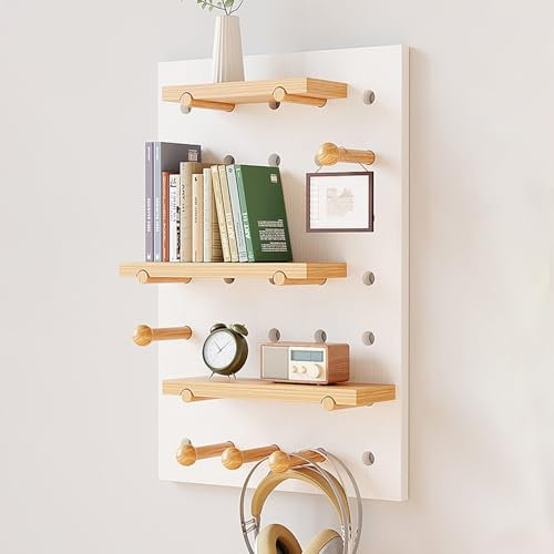 Lochwand Lochplatte Stecktafel Wand Organizer, Peg Board-Wandregale, Dekoratives Display-Regal für Handwerk, für Eingang, Büro, Schlafzimmer(White,60 * 120cm)