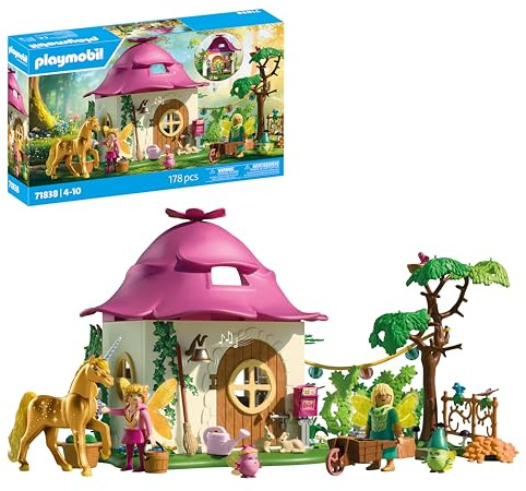PLAYMOBIL | Magic Unicorns | Feenzuhause mit Goldeinhorn und Stall | Mit leuchtender Girlande für magische Nächte | Kreatives Spielzeug für Kinder ab 4 Jahren | 71838