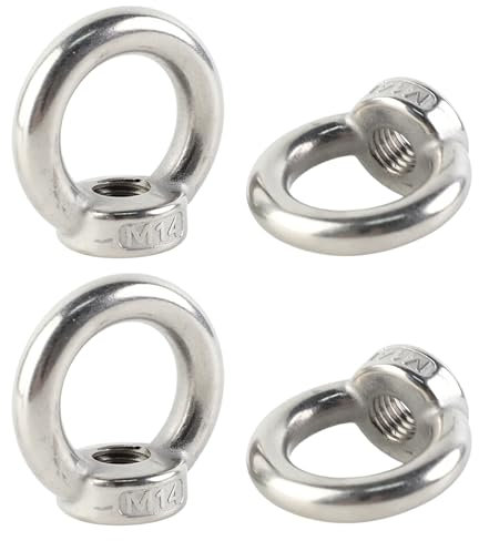 FYting 4 Stück Ringmutter M14,Ringschraube M14,RingöSen,ösenmutter Edelstahl Augenmutter,Ringschrauben zum Heben von Accessoires, Hängenden Blumentöpfen, Schwungregalen, Dekoration (Silber)