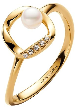 PANDORA Damenring mit Kleiner Perle Goldfarben 163831C01