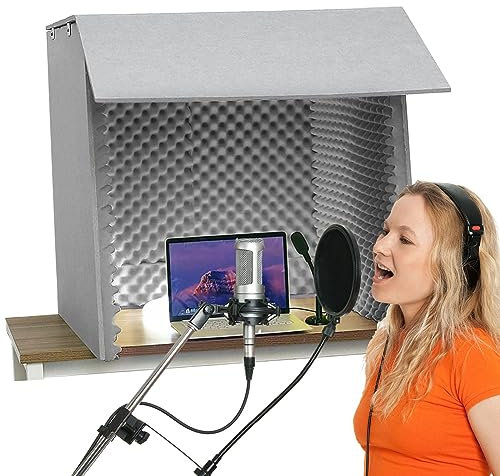 DRFGHK Desktop Soundproof Cover, Sound Isolation Booth Room, Portable Recording Booth to Filter Vocal, Microphone Recording Equipment, for Home Office and Studio