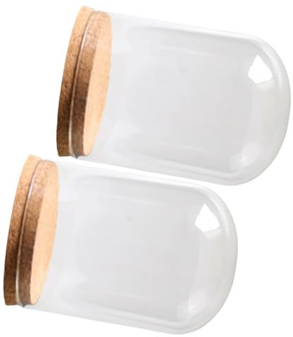Asukohu Lot de 2 petites cloches en verre avec base en liège pour décoration et terrarium, projets, bouteilles, cloches