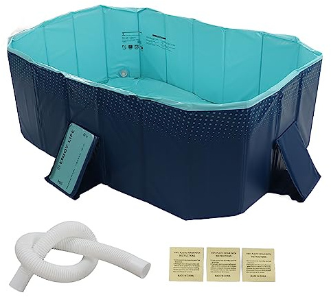 BONKZEBU Piscine Gonflable Pliable Surdimensionnée, Portable et sans PVC, Idéale pour la Famille, Le Jardin, Les Enfants, Les Adultes et Les Animaux Domestiques, pour (1,6 m / 63in)