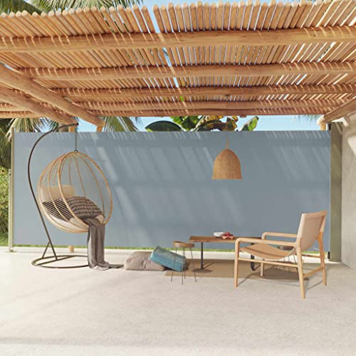 Tenda da sole laterale retrattile per terrazza e balcone, 200 x 600 cm, protezione UV, chiusura automatica, colore grigio