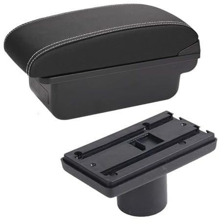 Reposabrazos Central Para Seat Ibiza 6j Para Ibiza 6L Reposabrazos Caja Central Almacenamiento Contenido Portavasos USB Consola Central(C3 Black White Nousb)
