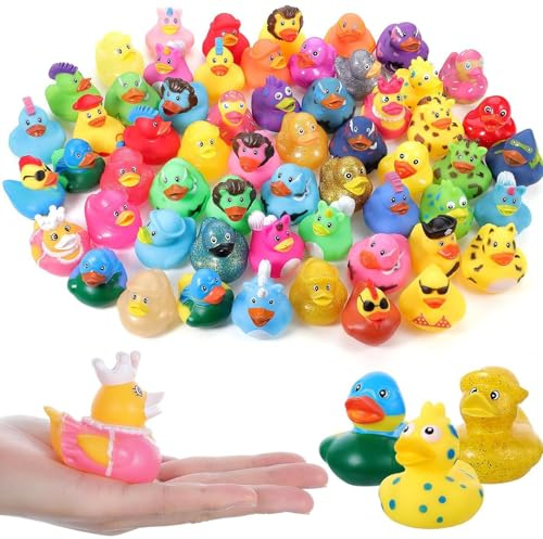 12 Stück Badeente Set Badespielzeug Badewannenspielzeug mit Abflussloch Weiche Gummiente für Kinder Strandente für Spaß im Bad Pool und Strand