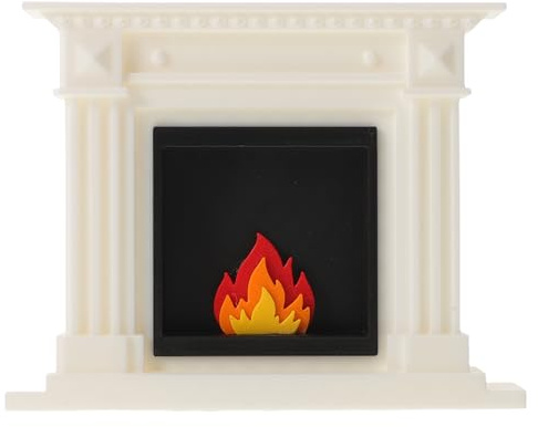 Garneck Mini Cheminée pour Maison de Poupée Fausse Cheminée Blanc avec Effet de Feu Simulé Mobilier de Noël et Décoration de Micro-Paysage Réalisiste Victorienne sans Flammes Nues