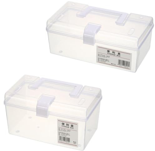 Housoutil Aufbewahrungsbox 2 Stück Multifunktionale aus Kunststoff Tragbare Medizinbox mit Großem Fassungsvermögen für Erste Hilfe und Haushalt