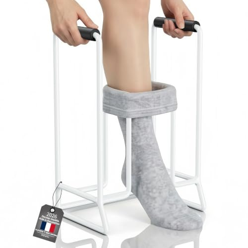 Enfile Bas de Contention Classic, Aide à l’Enfilage pour Personnes Âgées, Aides à l'habillage pour enfiler des chaussettes de contention, pour femmes et hommes âgés (blanc pur)