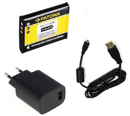 bg-akku24 Ladegerät, Akku und Ladekabel, Datenkabel, USB-Kabel für Olympus VG-170, VH-520, VR-340, VR-350, VR-360, VR-370