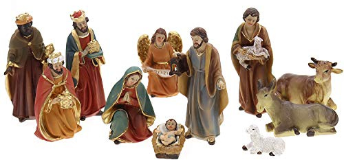 Unbekannt Krippenfiguren Set 11tlg bis 10,5cm Höhe, aus Polyresin, Heilige Familie, Heilige 3 Könige, Engel & Hirte Weihnachtskrippe Figuren Weihnachtsdeko Alternativen: 0940720 0941060 0941070