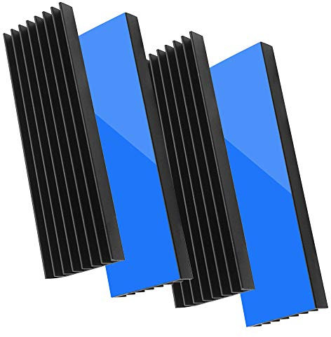 Akuoly Set di 4 dissipatori di Calore in Alluminio con Nastro termoadesivo Heatsink, 70 mm x 22 mm x 6 mm, Nero