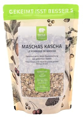 Taiga Naturkost - Maschas Kascha Basis-Müsli gekeimt - Bio - 400 g – Grundmischung fürs Frühstück - Haferflocken, Buchweizen, Dinkelflocken, Gerstenflocken, Leinsaat