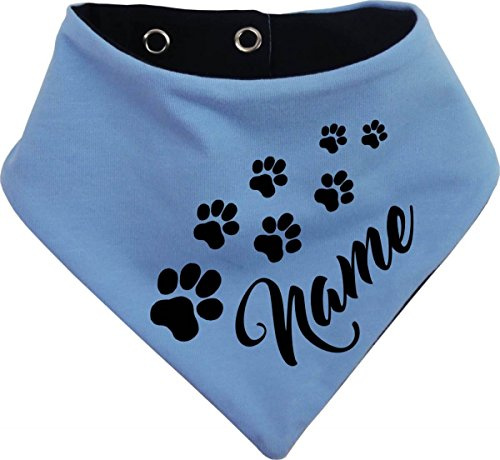 Hunde Wende- Halstuch mit Namen (hellblau-Navy) (Gr.5 - HU 52-60 cm)