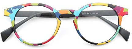 Kfdzsw Brillen Rahmen Frauen-runde Brille Feld Männer Bunte Vintage Mode-Full-Felge Rx-Glas-Rahmen Licht TR Brillen Regenbogen-Schwarze Brille-Rahmen (Frame Color : C9)