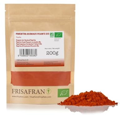 FRISAFRAN | Paprika Fumé Piquant Bio 200g | paprika fort moulu | Fort | Paprika Fort | Paprika | Paprika Fumé piquant | Paprika pas d'additifs | Paprika naturel | Smoked Paprika | Paprika Fumé Ducros
