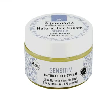 Rosenrot Naturkosmetik - Deo Creme - Sensitiv - Ohne Duft für sensible Haut - 0% Aluminium - 0% Alkohol - VEGAN