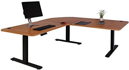 madera-moebel Eck-Schreibtisch 178x178 84kg elektrisch höhenverstellbar Computertisch (braun Struktur/schwarz)