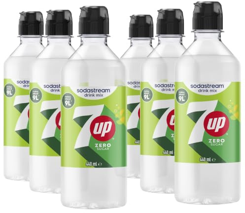 SodaStream 7UP Zero Drink Mix, 6 Pack Sugar Free Lemon Lime Syrup for Sparkling Water Makers, Caffeine Free, Zero Calorie Soda Stream Flavours, Makes 162 Drinks, 6 x 440ml