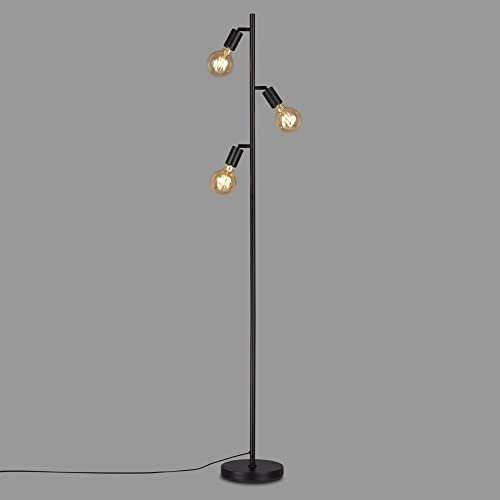 BRILONER - Lampada a stelo orientabile, piantana, lampada da terra, 3 x E27, con interruttore sul cavo, stile retrò, vintage, nero, 10W, 220 x 1600 mm (DxA)