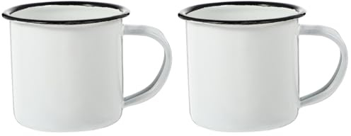 TOPBATHY Emaille Tasse 350Ml Vintage Weiß Hitzebeständiger Camping Becher Mit Komfortablem Griff Für Zuhause Und Outdoor