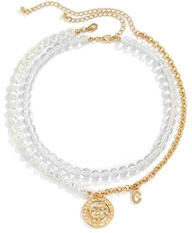 Dsnyu 4 Layered Chunky Necklaces for Women, Ball Chain Coin Pendant Silver Jewelry Necklace Layered
