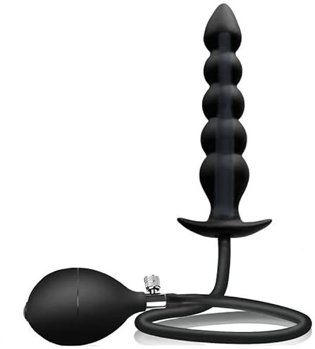 BeHorny Gonfiabile Butt Plug Anale Perline, Pompa ad Alta Pressione e Valvola, mv-x2709L, Nero