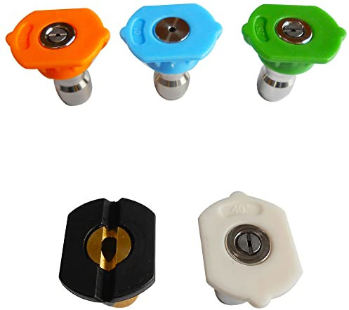 Ugelli Spruzzatore Adattatore per Idropulitrice,Ugello Idropulitrice(5 pezzi),1/4 Attacco Rapido(0°/15°/25°/40°/Sapone)
