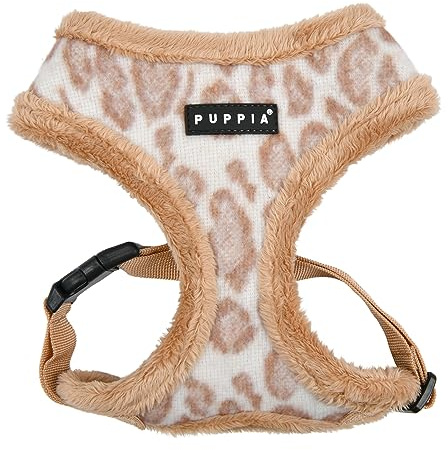 Puppia Kovo Hundegeschirr, Überkopf, warm, Winter, Leopardenmuster, verstellbare Brust, für kleine und mittelgroße Hunde, Beige, Größe L