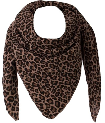 FASHION YOU WANT XXL Tuch LEO Farben Farbwahl Halstuch Musselintuch Musselin Leopard Muster Damen Damenhalstuch Dreieckstuch Schal Frauen leicht (doppellagig)