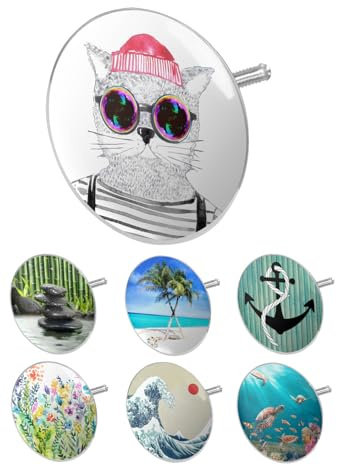 arteneur Badewannenstöpsel Universal mit Motiv Hipster Katze aus Berlin | Dreifach-Dichtung, rostfreier Edelstahl, höhenverstellbar 45-78 mm, für Siphons 40-50 mm, extra schwer für stabilen Halt