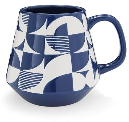 Cooksmart Tasse à café britannique Bauhaus Geo Oslo | Tasses à café en céramique pour la maison ou le travail | Grandes tasses pour boissons chaudes | Tasses à thé et café