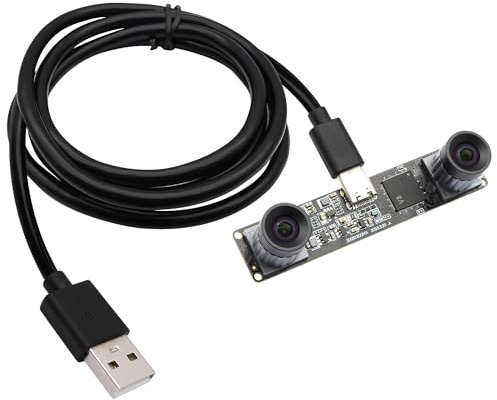 SVPRO Global Shutter USB Kamera mit M12 Dual Objektiv 1200P 60fps Industriekamera für Autos VR 3D Drucker,Robotik Kamera USB Plug in Kamera für Windows, Linux, Android, Mac OS