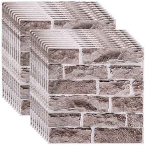 Oungy 20 Stück 3D Wandpaneele Selbstklebend Schaumstoff, Deko Wandverkleidung Steinoptik 30 X 30 cm Tapete Steinoptik PVC Steintapete 3D Optik Wandpaneele Steinoptik für Innenbereich, Geschäftsräume