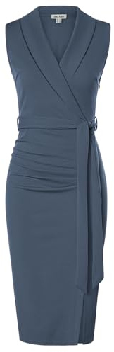 GRACE KARIN Abiti Donna Estate Senza Maniche Work Bodycon Abiti Eleganti Grigio Blu Abiti per Invitati di Matrimonio 46