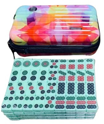 Blissbuilt Traditionelles Chinesisches Mahjong-Set,Tragbarer Mahjong Brettspiel Set,Mini Mahjong Spiel,Mit 144 Mahjong-Steinen Und 2 Würfeln,Mit Aufbewahrungsbox,für die chinesische Spielweise,24mm
